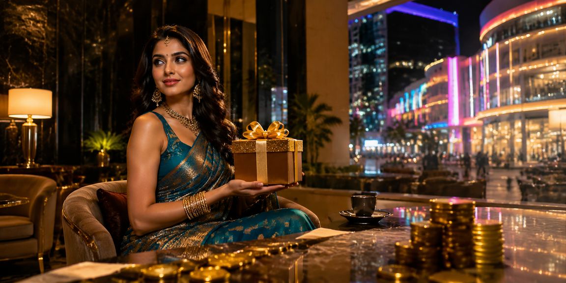 Woman in traditional saree playing Andar Bahar online