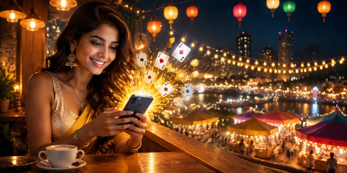 Rummy game players enjoying card fun in lively Indian market